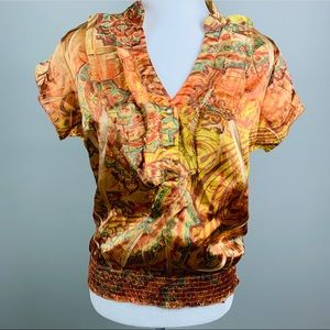 Ester Burnt Orange Short Sleeved Blouse, Sz L